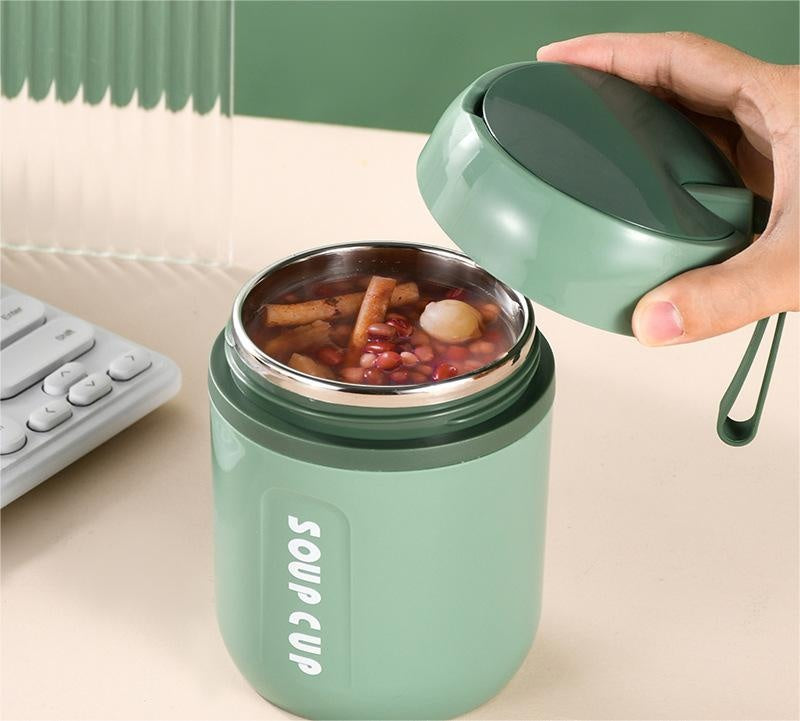 Stainless Steel Vacuum Cup with Lid and Spoon, Insulated Drinkware for Travel