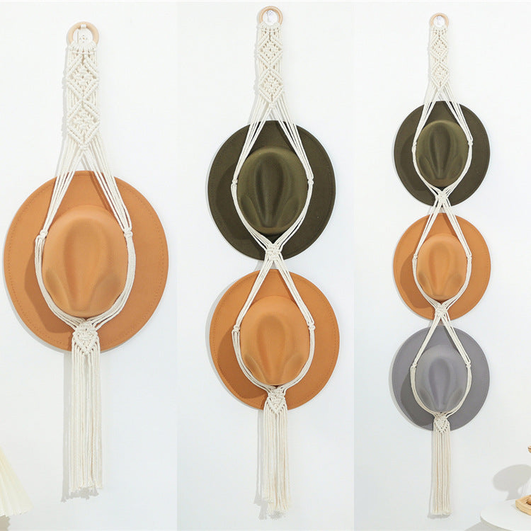 Multi-Layer Wall-Mounted Storage Rack with Clip-On Tassel Ornaments