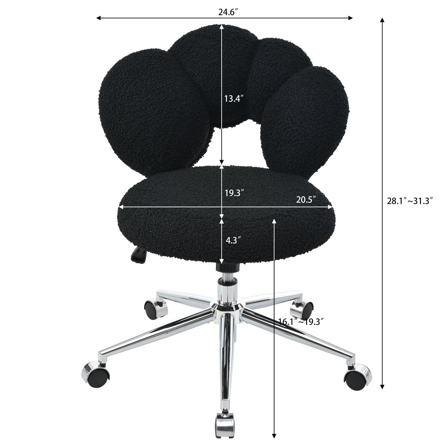 Adjustable Black Chair with 360-Degree Rotation & Foam Cushion
