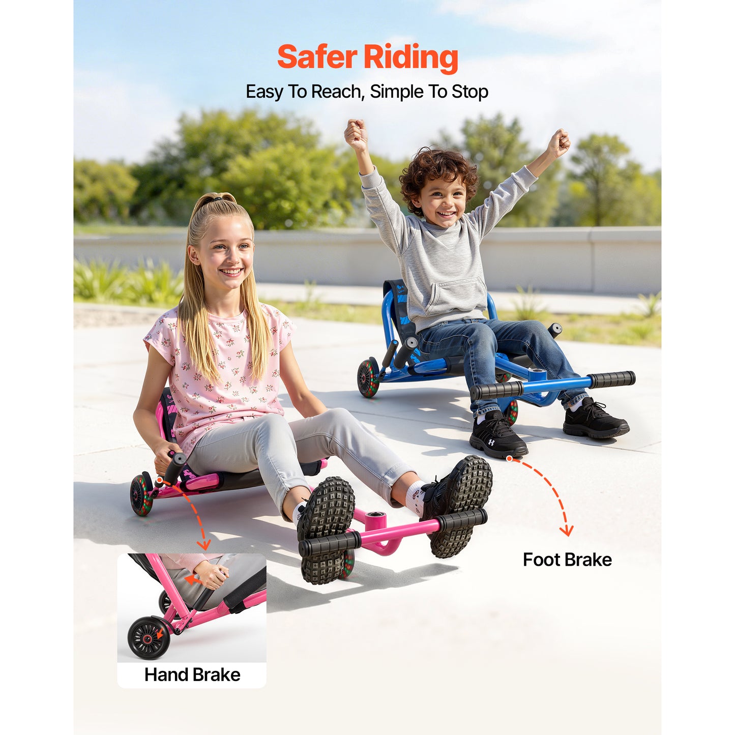 Ride On Scooter for Kids 150 Lbs Blue Swing Side-to-Side Indoor Outdoor