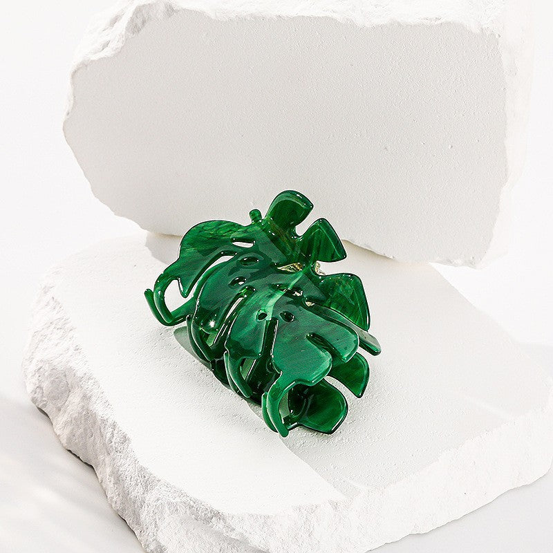 Elegant Leaf-Shaped Hair Clip for Back of Head