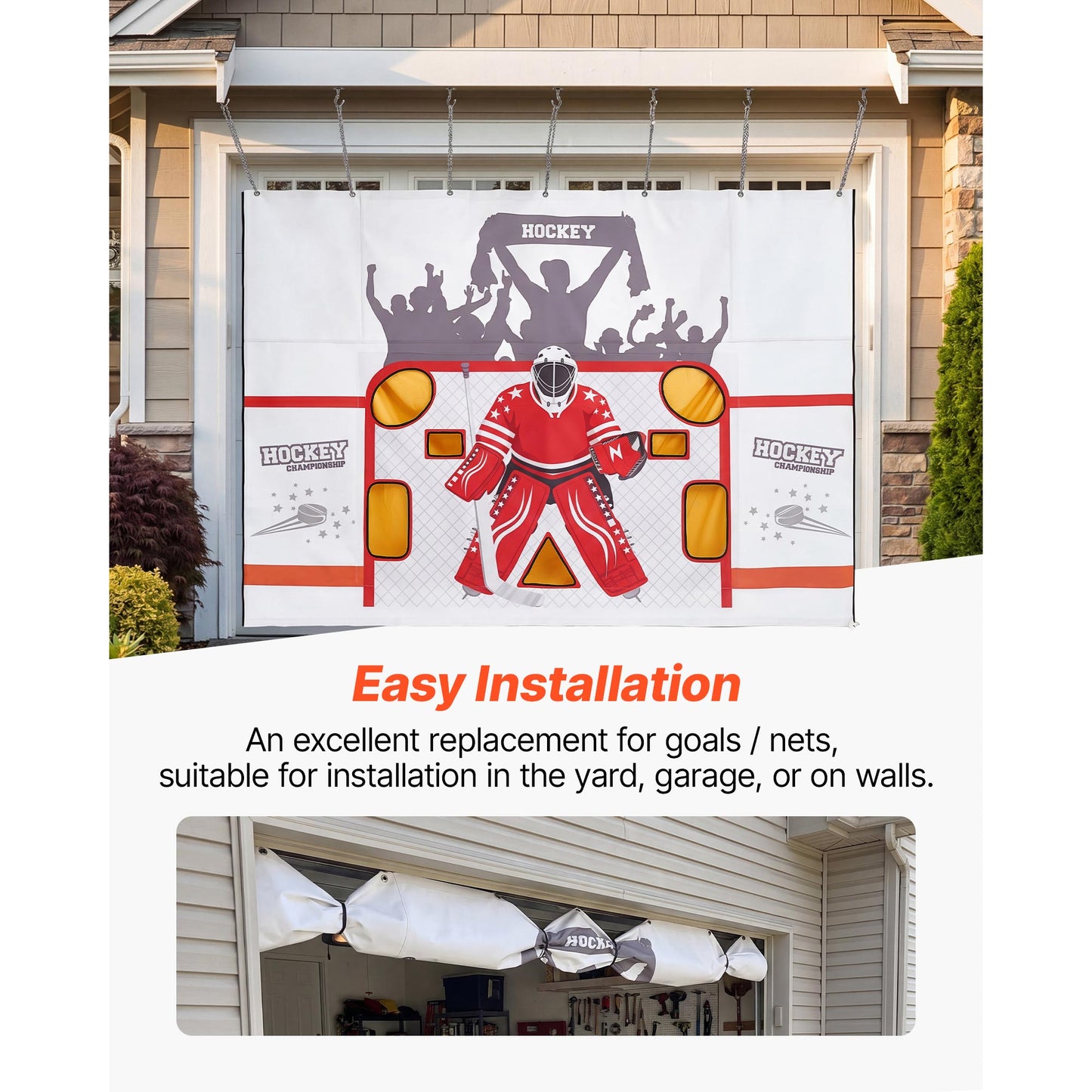Hockey Shooting Practice Net - Ice Hockey Goal Target with 7 Holes, Easy Setup, Tear-proof Training Equipment