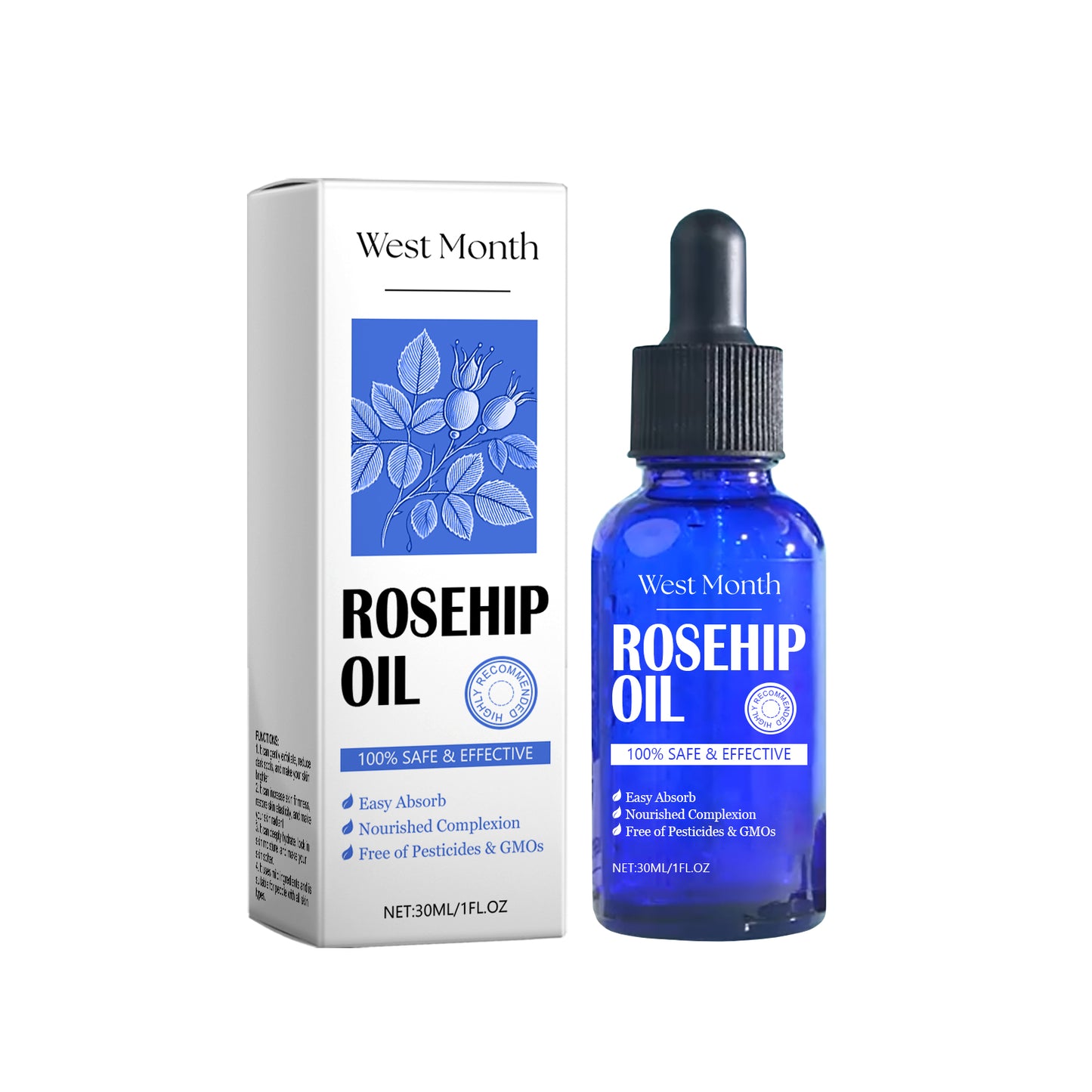 Rose Hip Essential Oil for Face - Moisturizing & Firming Skin Essence (30ml)