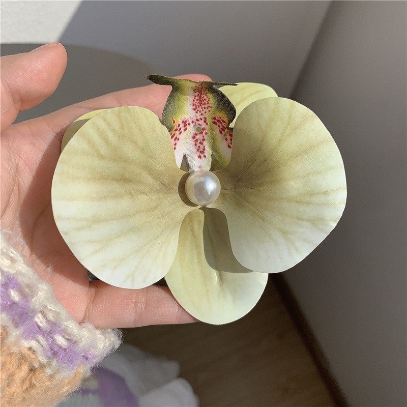 Elegant Butterfly Orchid Hair Clip - Floral Side Grip for Women