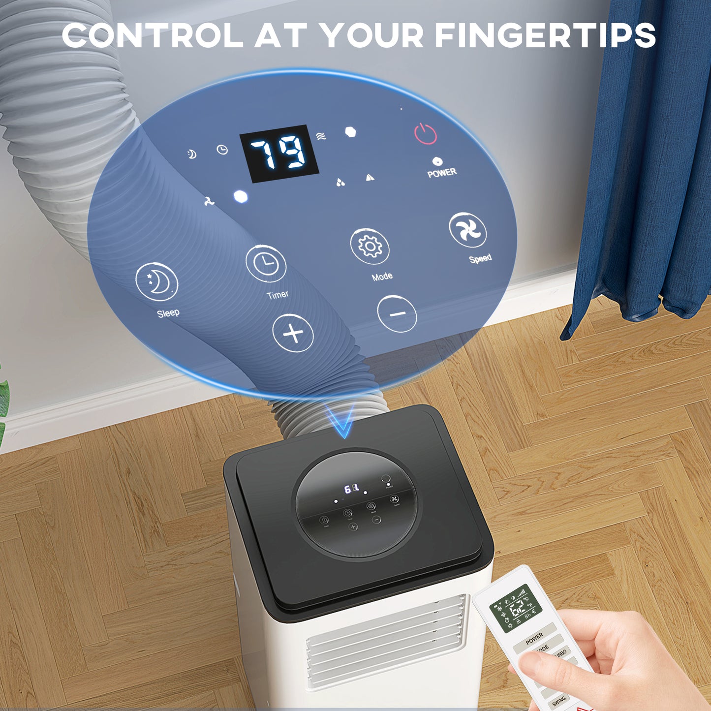 Portable 10,000 BTU Air Conditioner for 440 sq.ft. with Dehumidifier & Remote