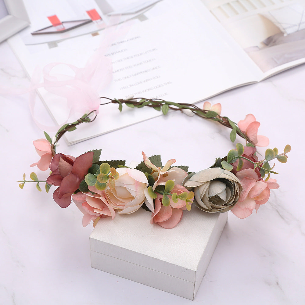 Bride's Seaside & Forest Style Flower Headdress Wreath - Fabric Hairband