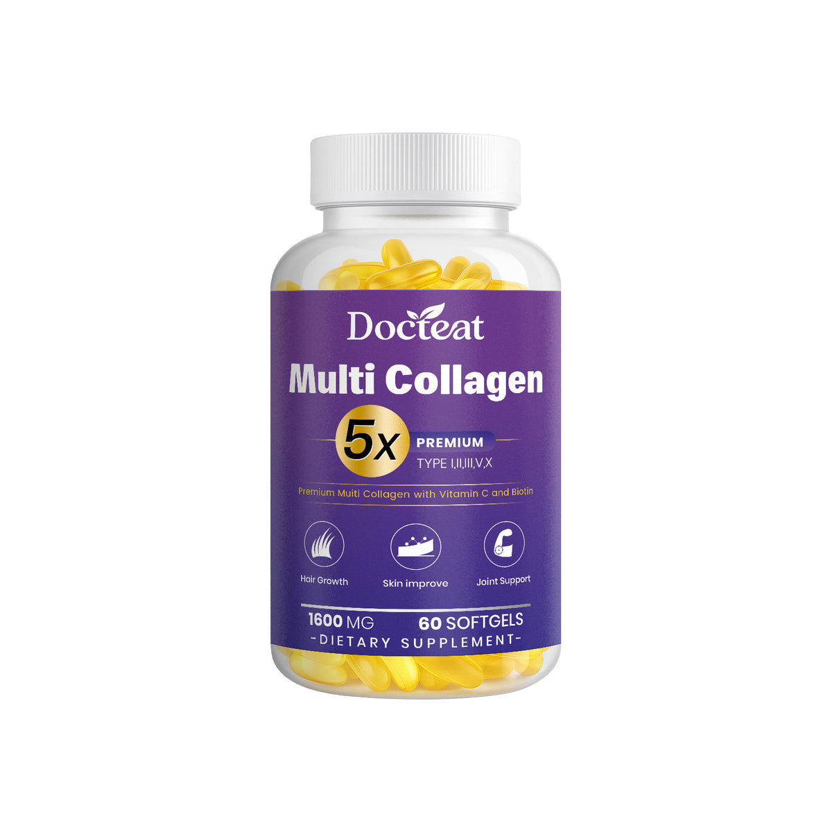 Collagen Softgels with Hyaluronic Acid and Vitamin C - 60 Softgels