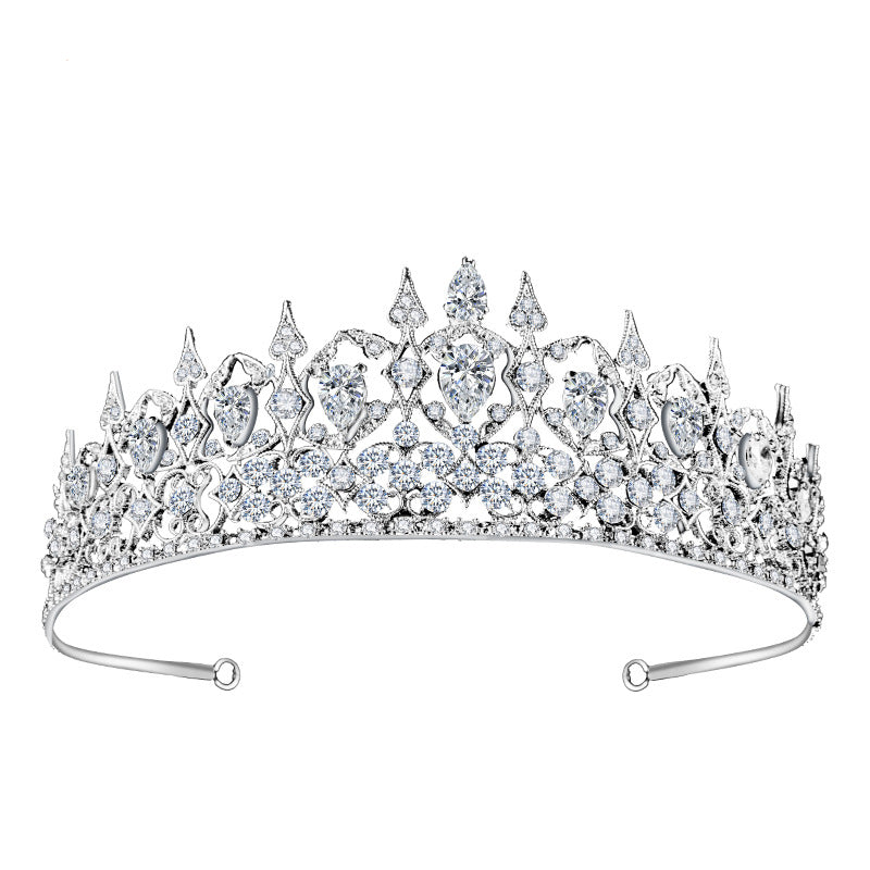 Zircon Bridal Crown - Silver Plated Tiara