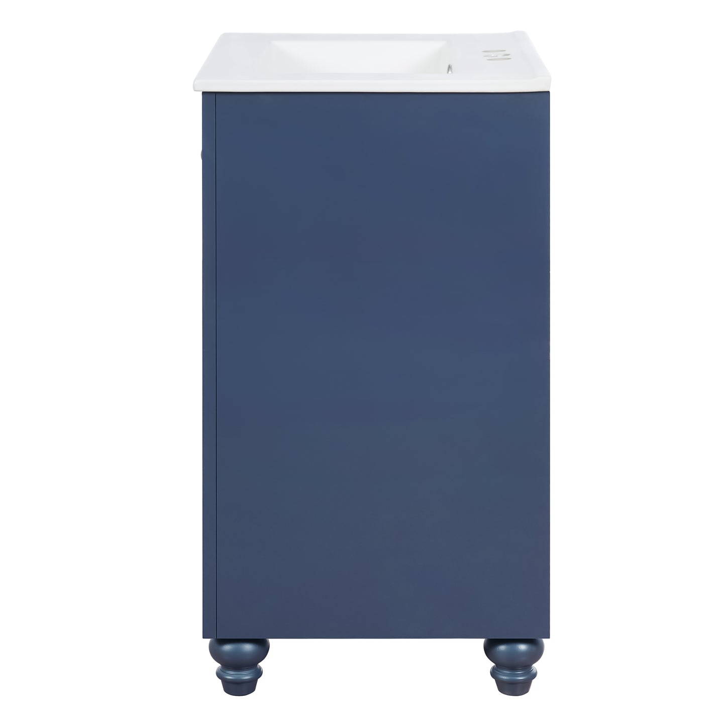 24" Blue Modern Bathroom Vanity with Ornate Design & Soft-Close Hinges
