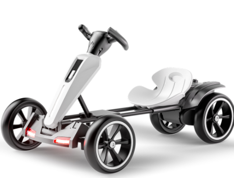 12V Electric Kids Pedal Go Kart with Adjustable Seat - White
