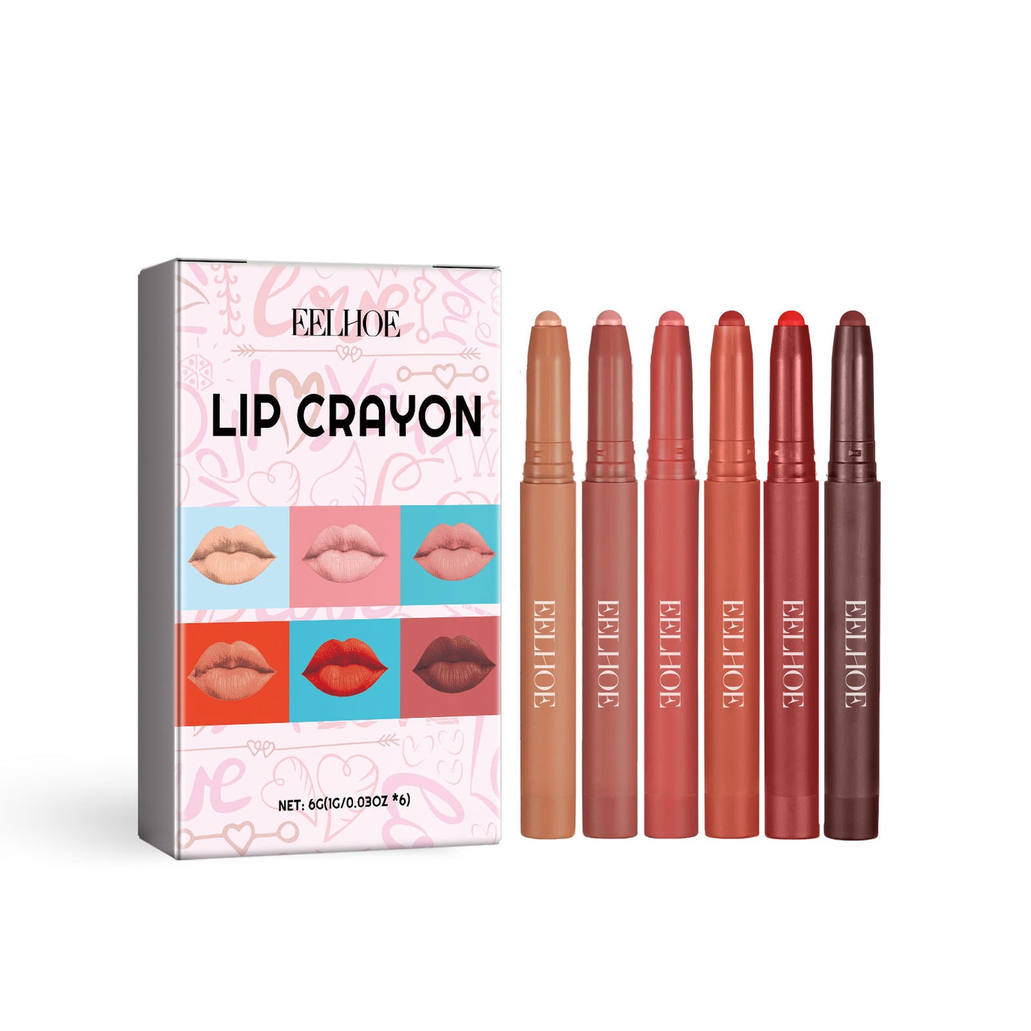 Matte Lip Liner Set - 6 Colors for Natural Lip Outline
