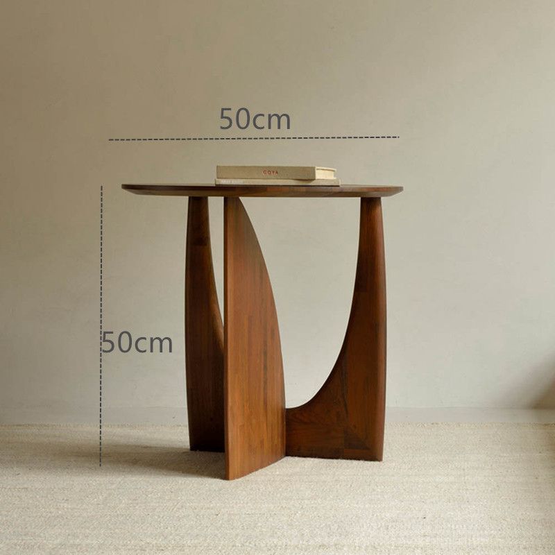 Solid Wood Side Table with Geometric Design - Black Bedside Nightstand
