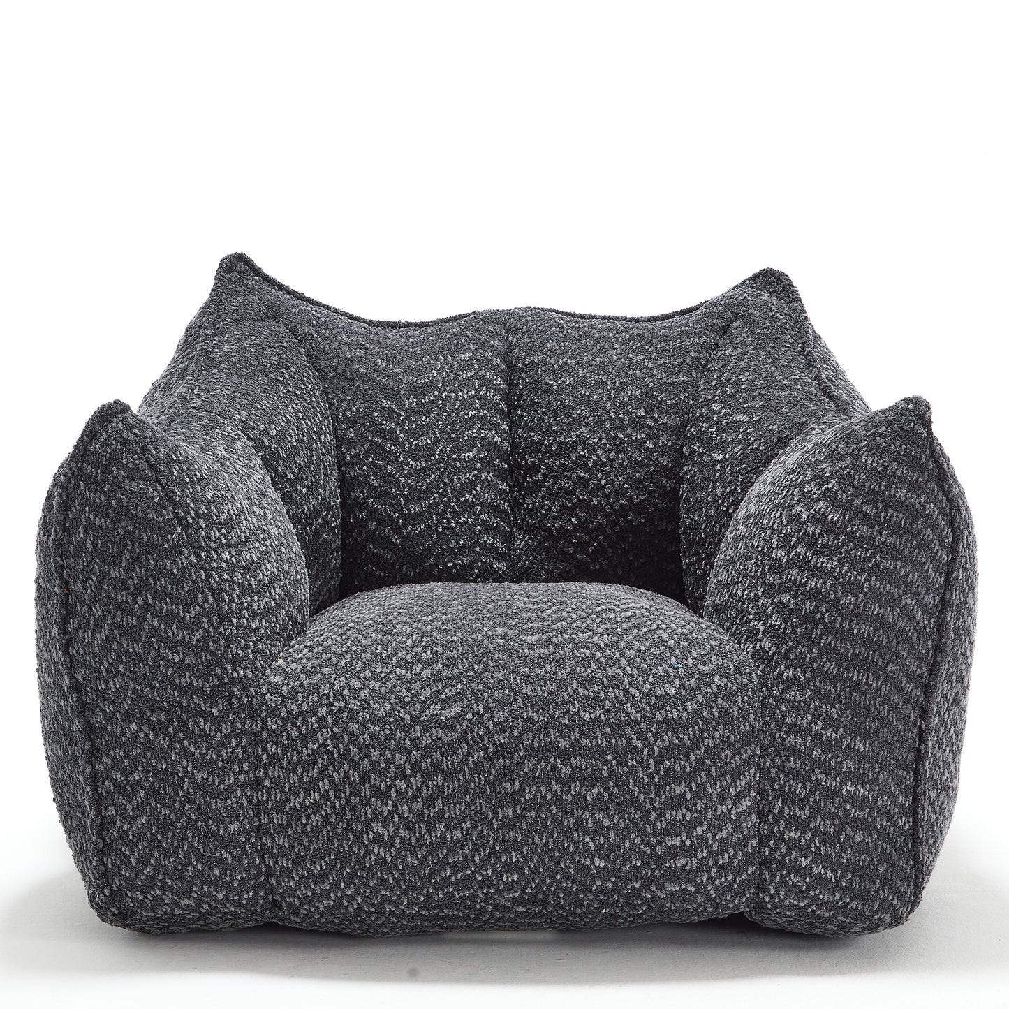 Comfortable Chenille Bean Bag Chair - Black Lazy Sofa