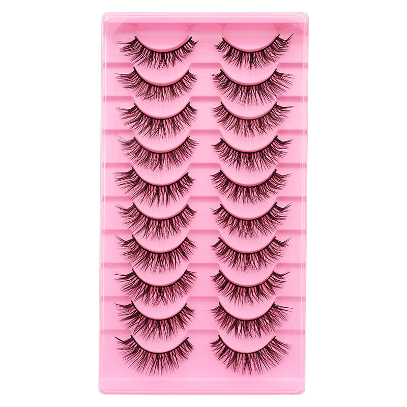 False Eyelashes 10 Pairs Natural Thick Curl L Pink Ladder LD Series Set