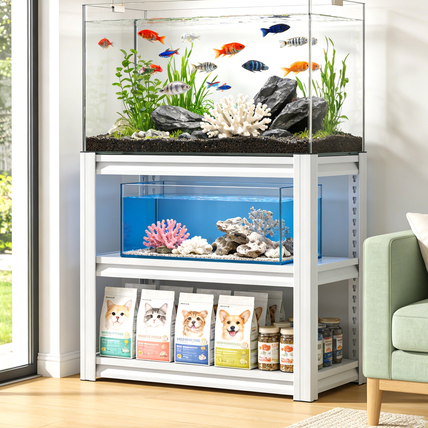 20-30 Gallon Fish Tank Stand - Metal Aquarium Stand, 34 W X 18 D 31H