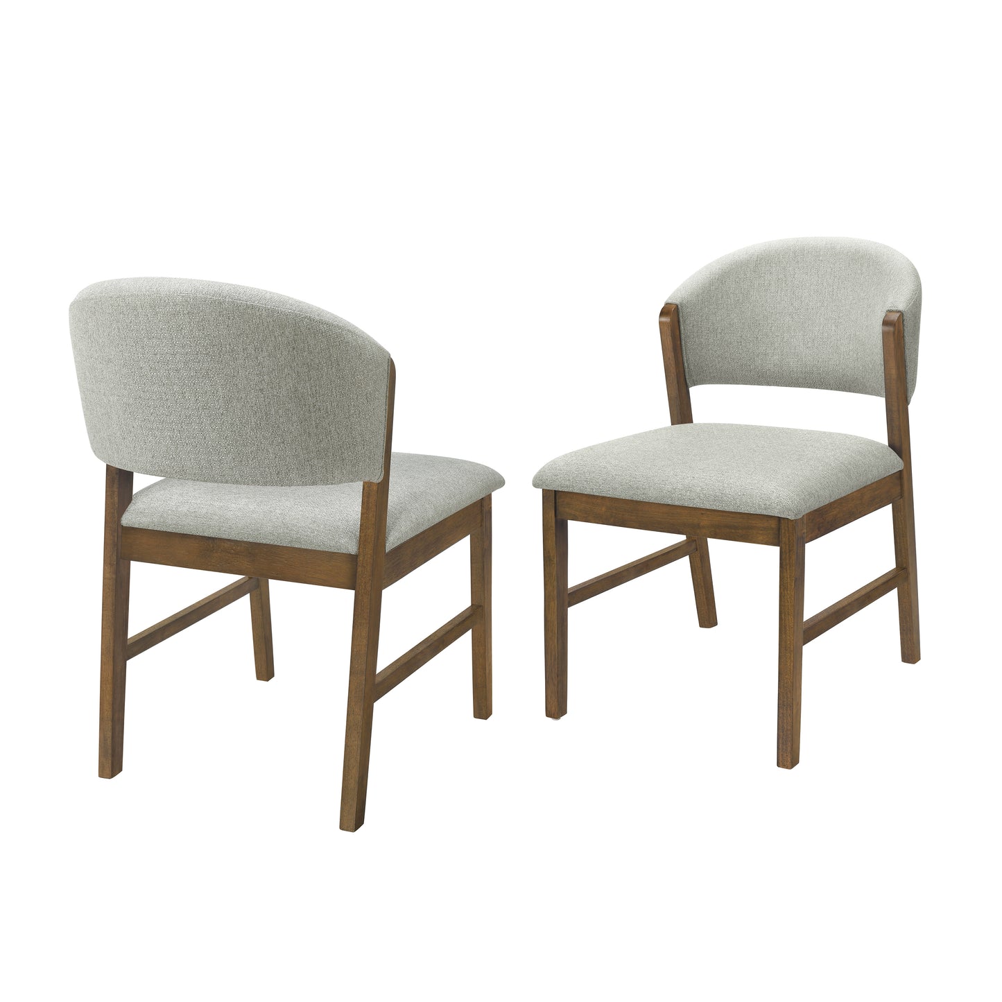 Mid-Century Modern Upholstered Dining Chairs - Set of 2, Grayish Green & Walnut