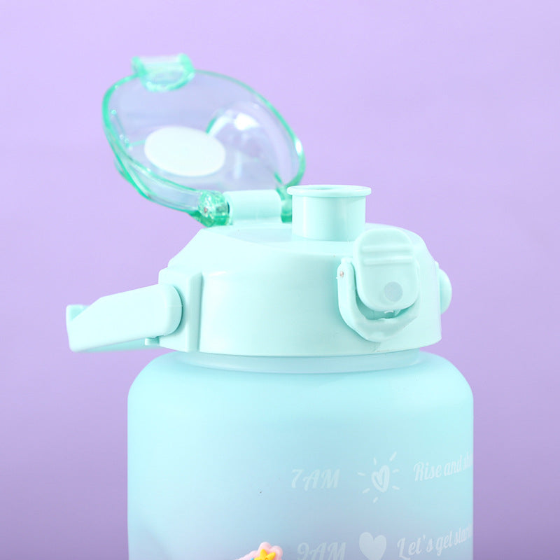 Three-Color Gradient Outdoor Frosted Sports Kettle Set - Over 1L Capacity