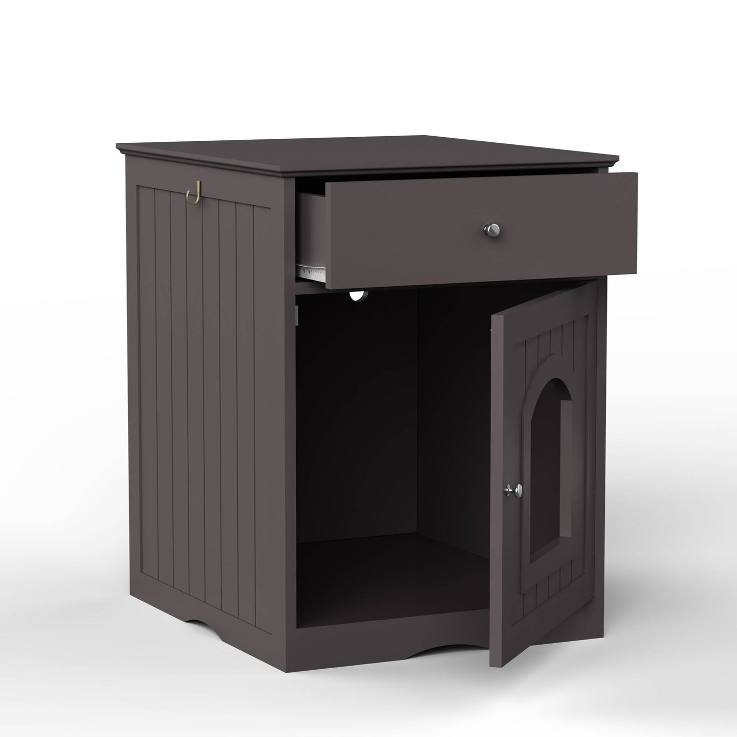 Wooden Cat House with Drawer Side Table Indoor Pet Enclosure