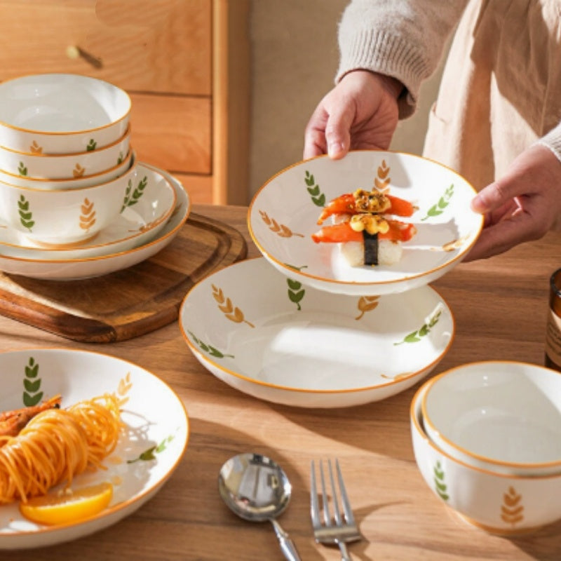 Deep Dinner Plates Set - Nordic Style Ceramic Tableware for Home Kitchen