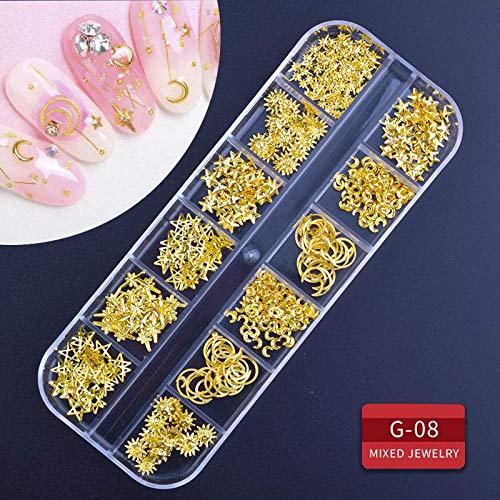 Pearl Shell Nail Art Jewelry Set with Rivets - Manicure Large Ornament