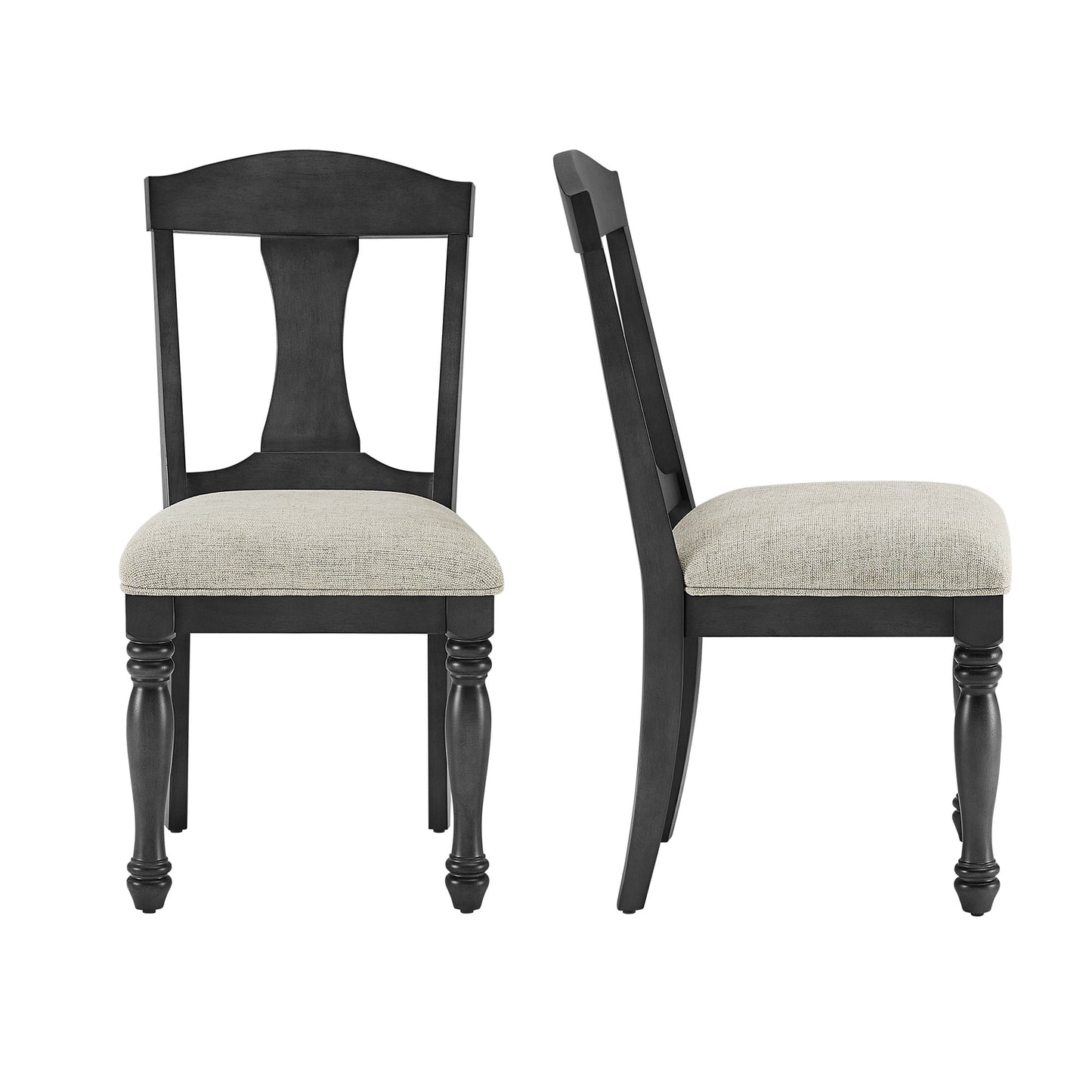 Mid Century Dark Oak Upholstered Dining Chairs - Set of 2