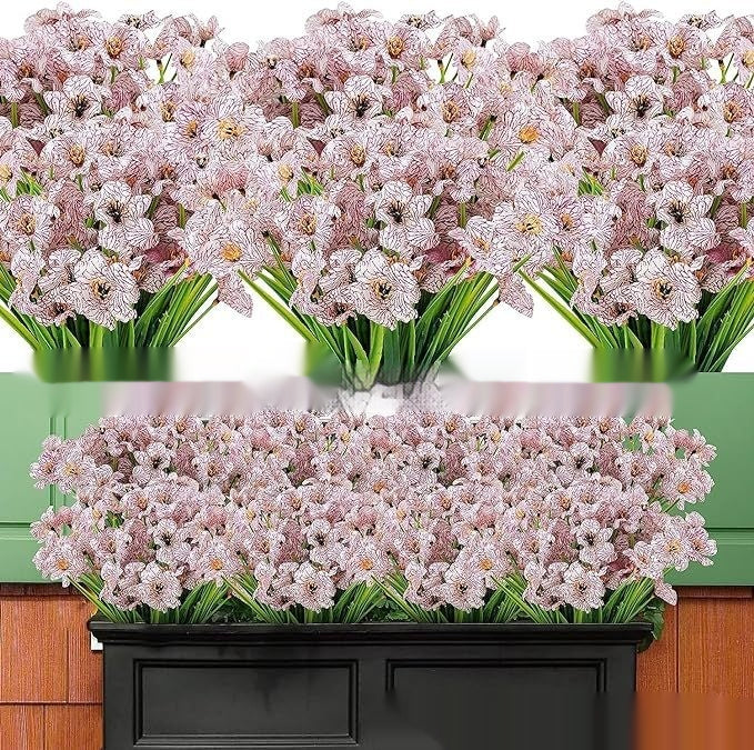 Spring Grass Violet Artificial Flower Set - UV Protection for Garden & Home Decor