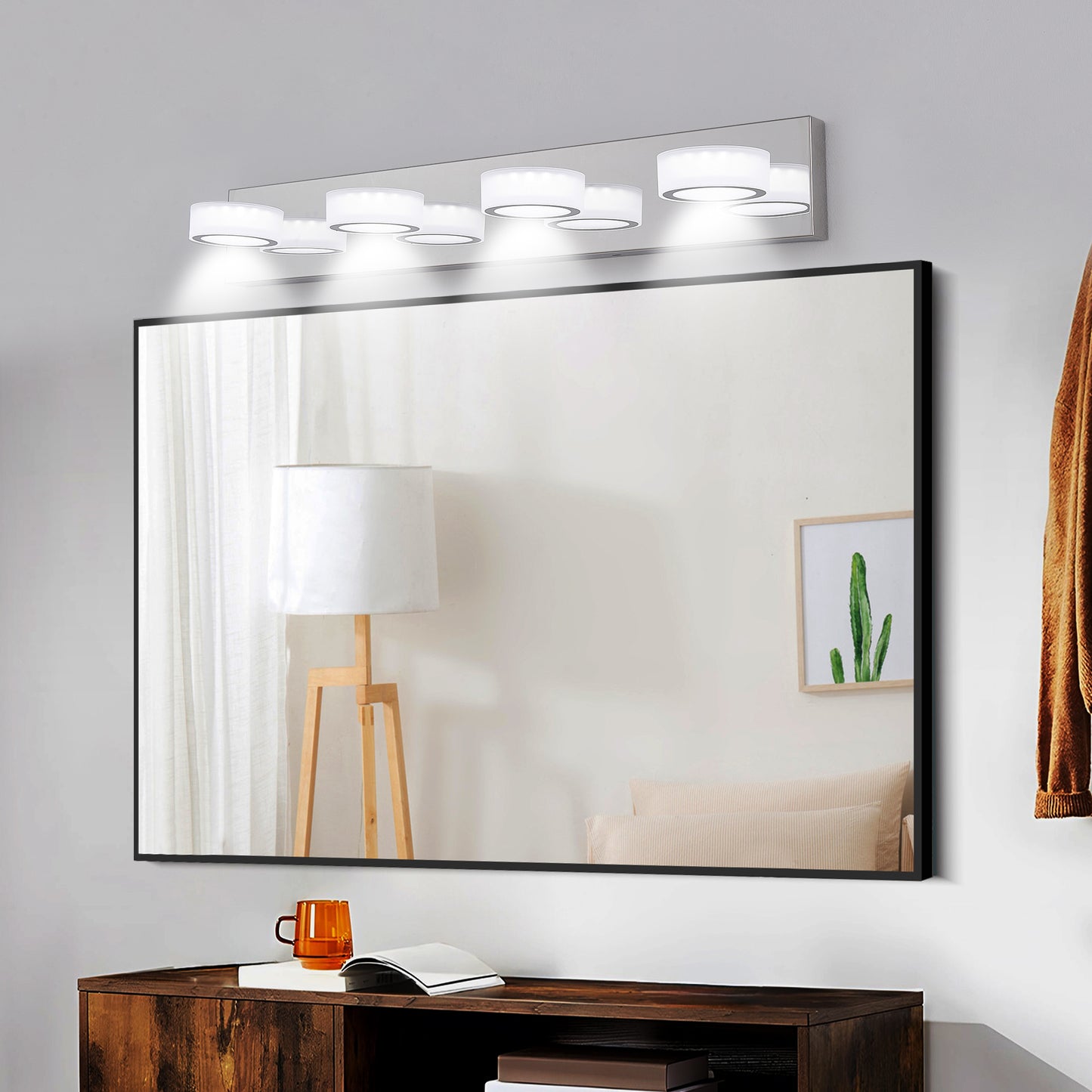 Modern 4-Light LED Vanity Light Fixture - Chrome Wall Lighting