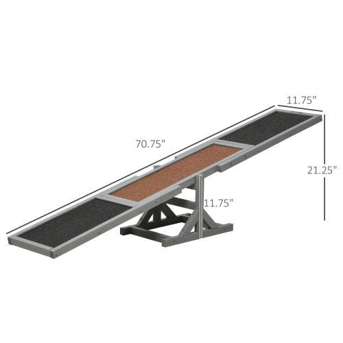 Wooden Dog Agility Seesaw for Training & Exercise, Outdoor Pet Toy, Grey