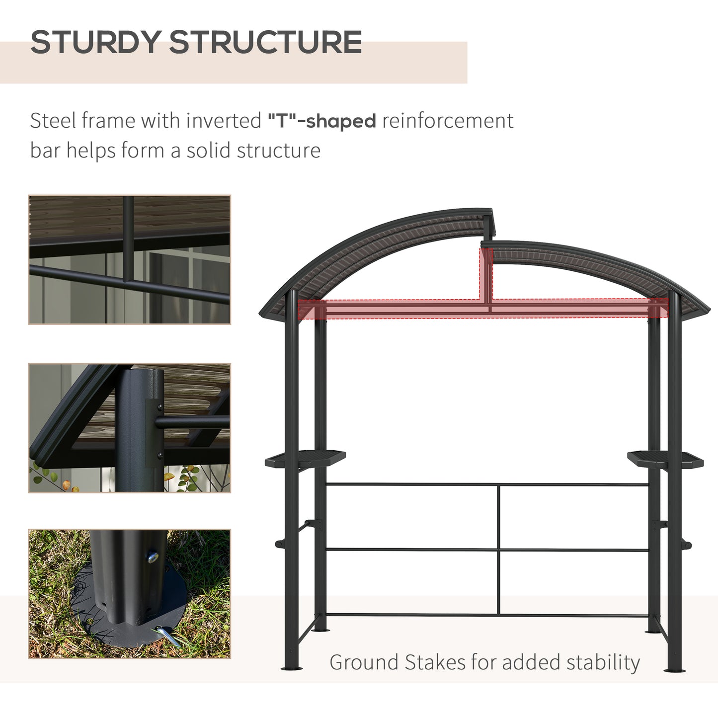 Outdoor Grill Canopy Gazebo with Vented Roof & Side Shelves