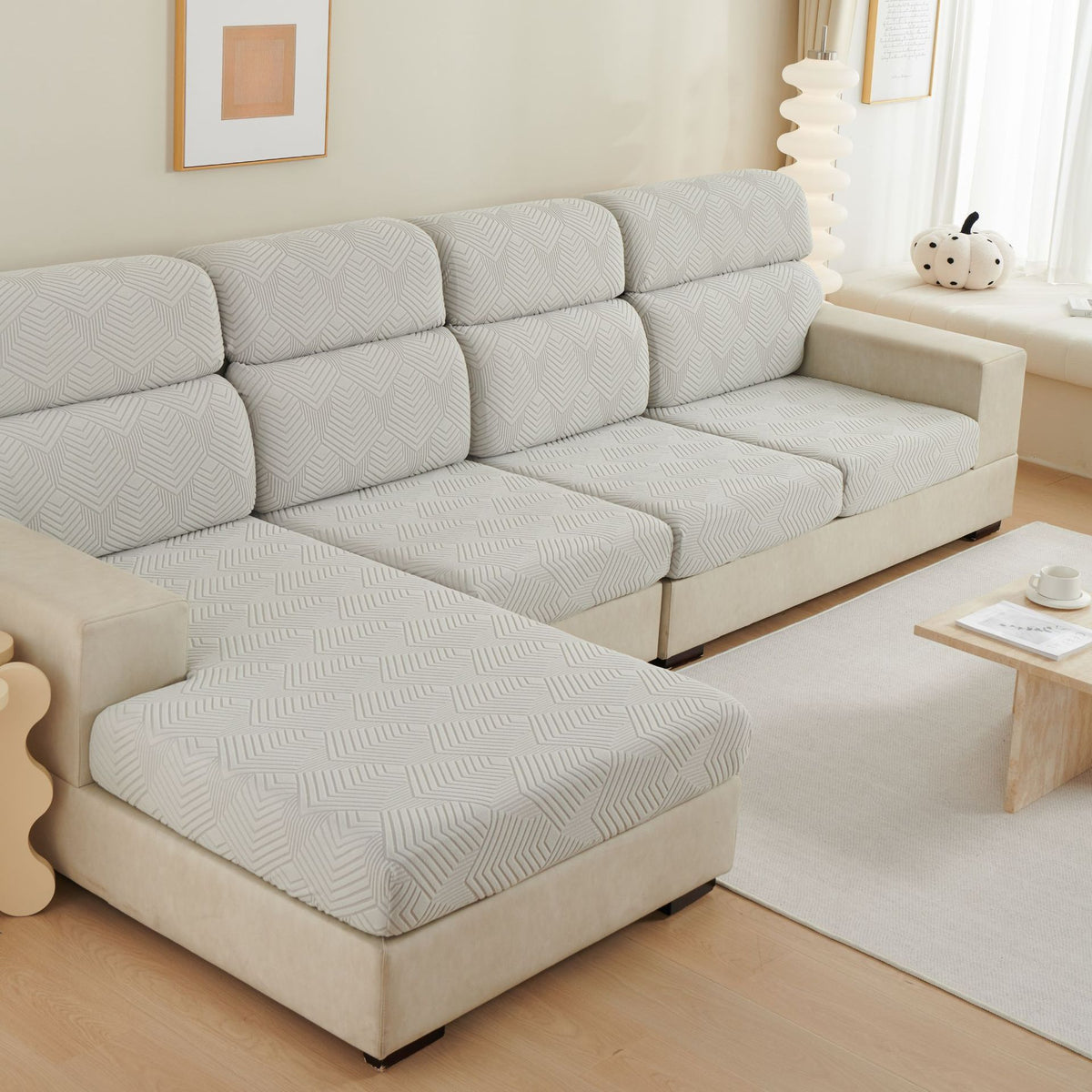 Elastic Non-Slip Sofa Cover - Jacquard Velvet Fit for 3-4 Seat Sofas