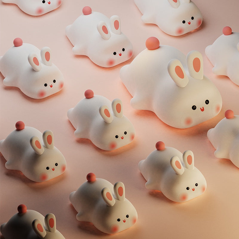 Cute LED Night Light for Kids - Touch Control Rabbit & Duck Nightlights, Rechargeable Bedside Lamp, Christmas Gift