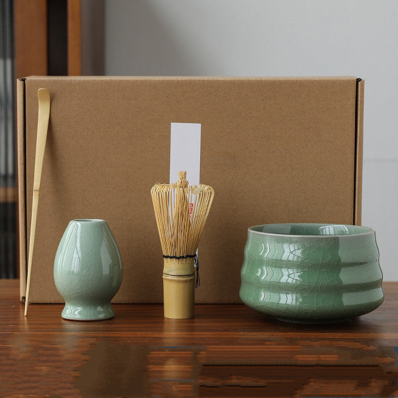 Japanese Matcha Tea Set with Ceramic & Bamboo Accessories - Multiple Colors