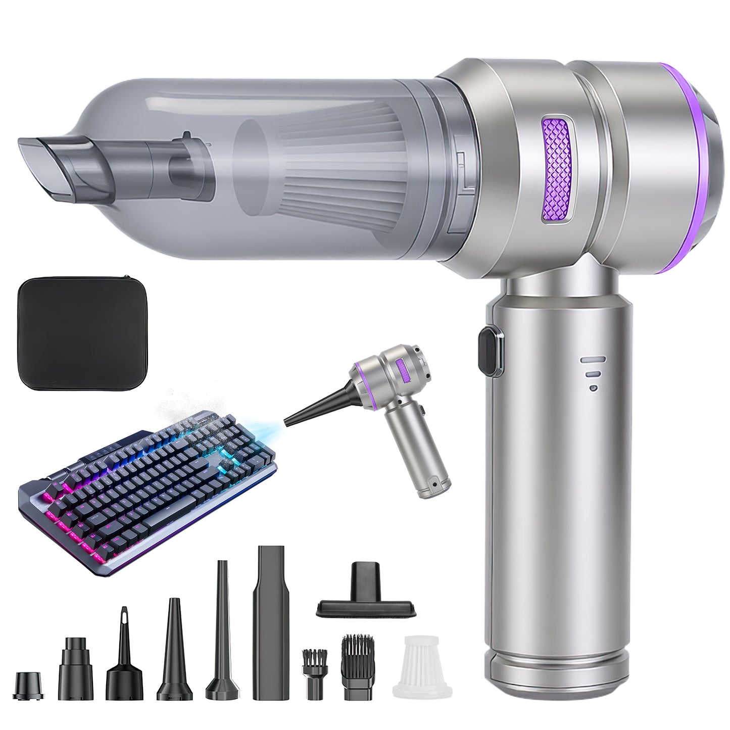 Portable Handheld Car Vacuum Cleaner 4-in-1 Cordless Air Duster & Blower