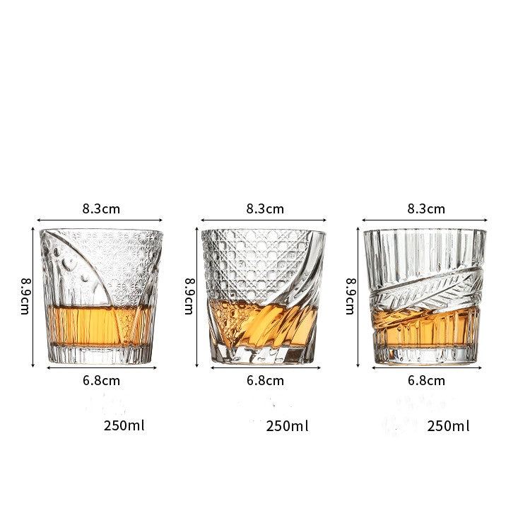 Japanese Style Hand-Embossed Crystal Glass - 250ML Drinkware for Home & Bar