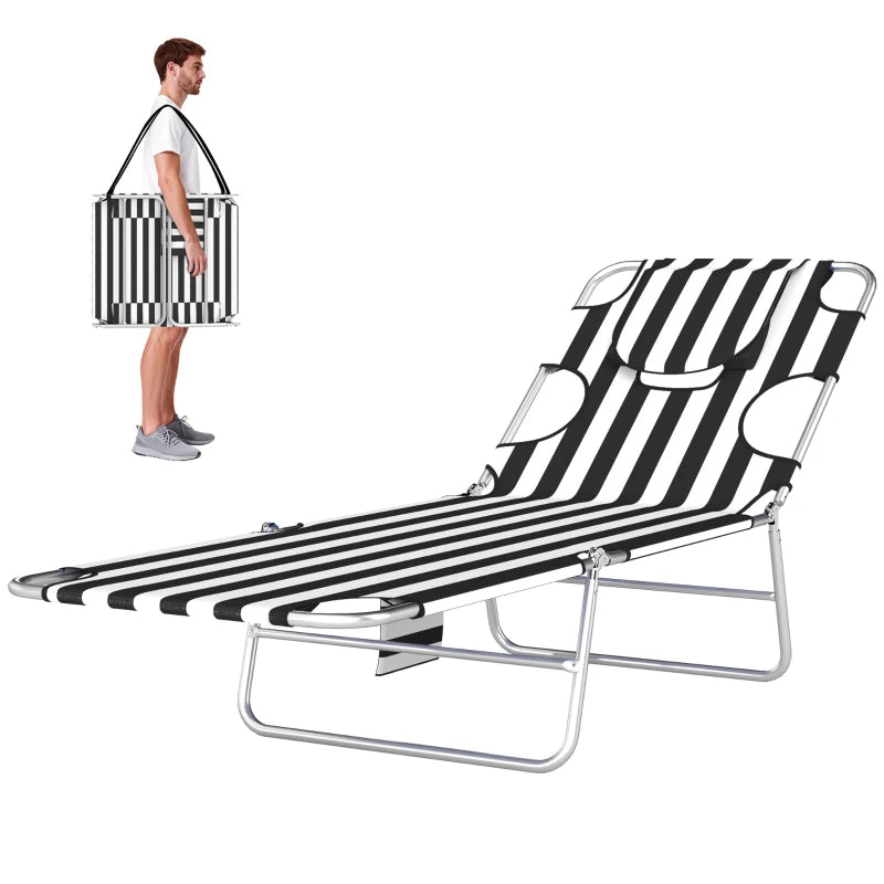 Tanning Chair With Face Hole, 5-Level Adjustable Outdoor Chaise
