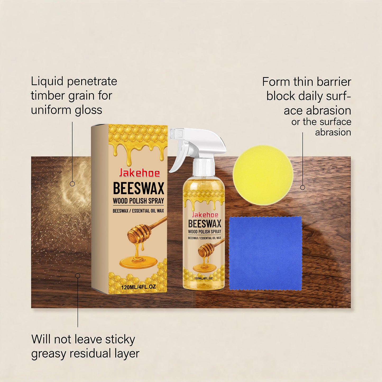 Beeswax Wood Polish Spray - Furniture & Home Decor Finish, 120ml