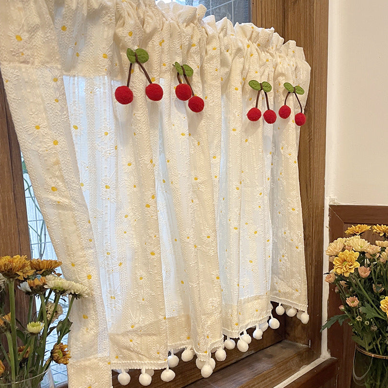 French Country Pastoral Floral No-Drill Door Curtain for Bedroom & Home