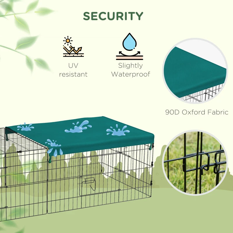 Small Animal Playpen with Roof for Rabbits, Chickens, Chinchillas - Indoor Outdoor Green