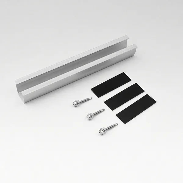 U-Shaped Guide Rail for Solar Panel Mounting, 20cm Black Pressure Block