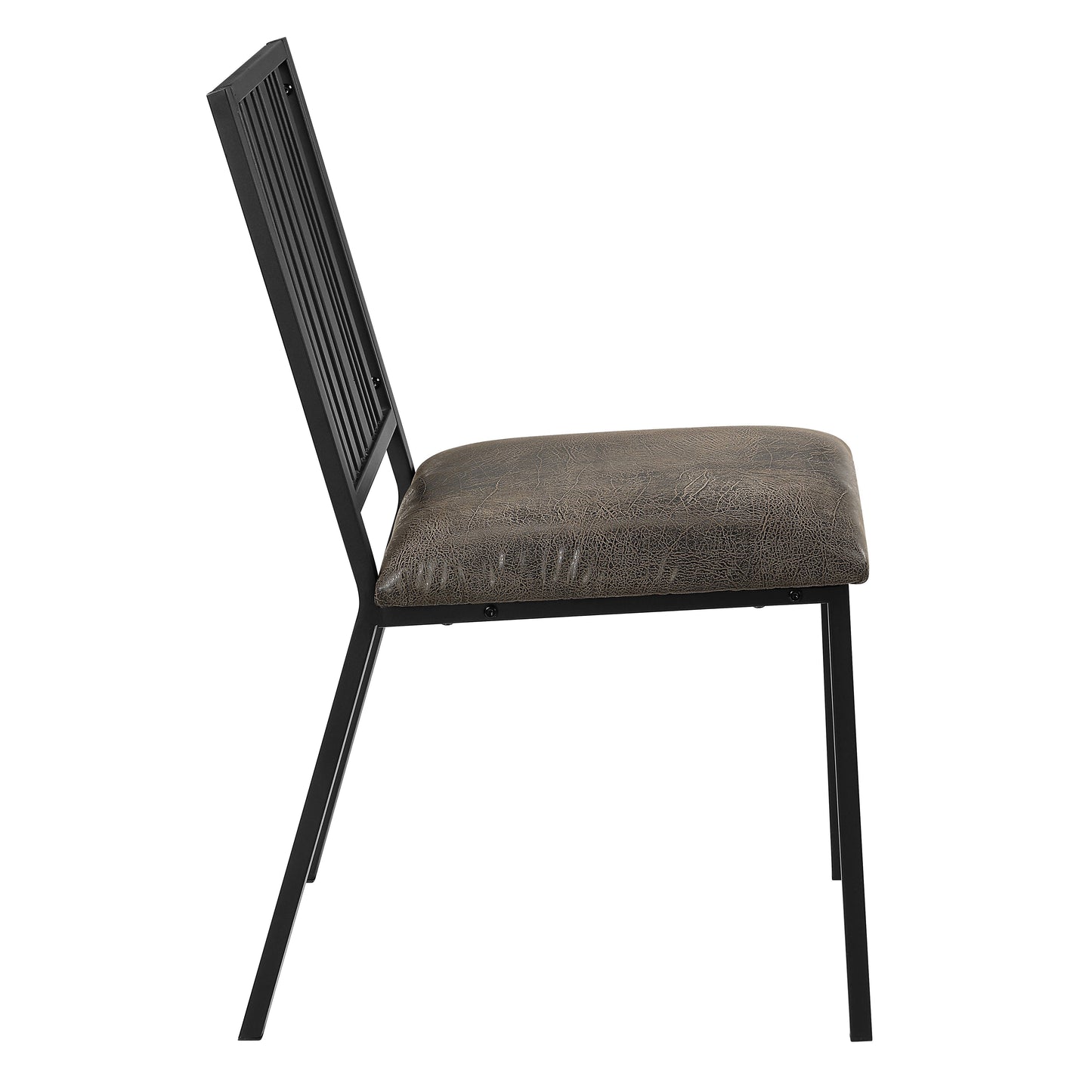 Set of 2 Synthetic Leather Side Chairs - Black & Espresso Finish