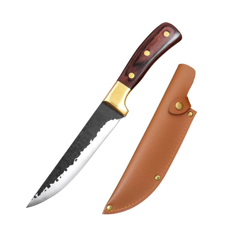 Boning Knife with Leather Case - Stainless Steel Kitchen Tool for Meat Preparation