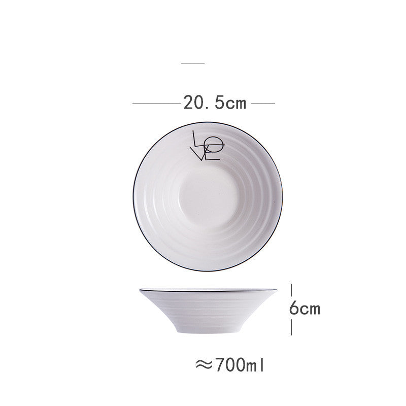 Japanese-Style Ceramic Noodle Soup Bowl with Trumpet Hat Design - 8 Inches