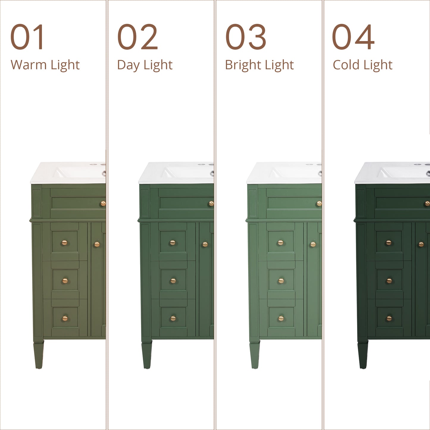 24'' Green Bathroom Vanity with Ceramic Sink & Storage Drawers