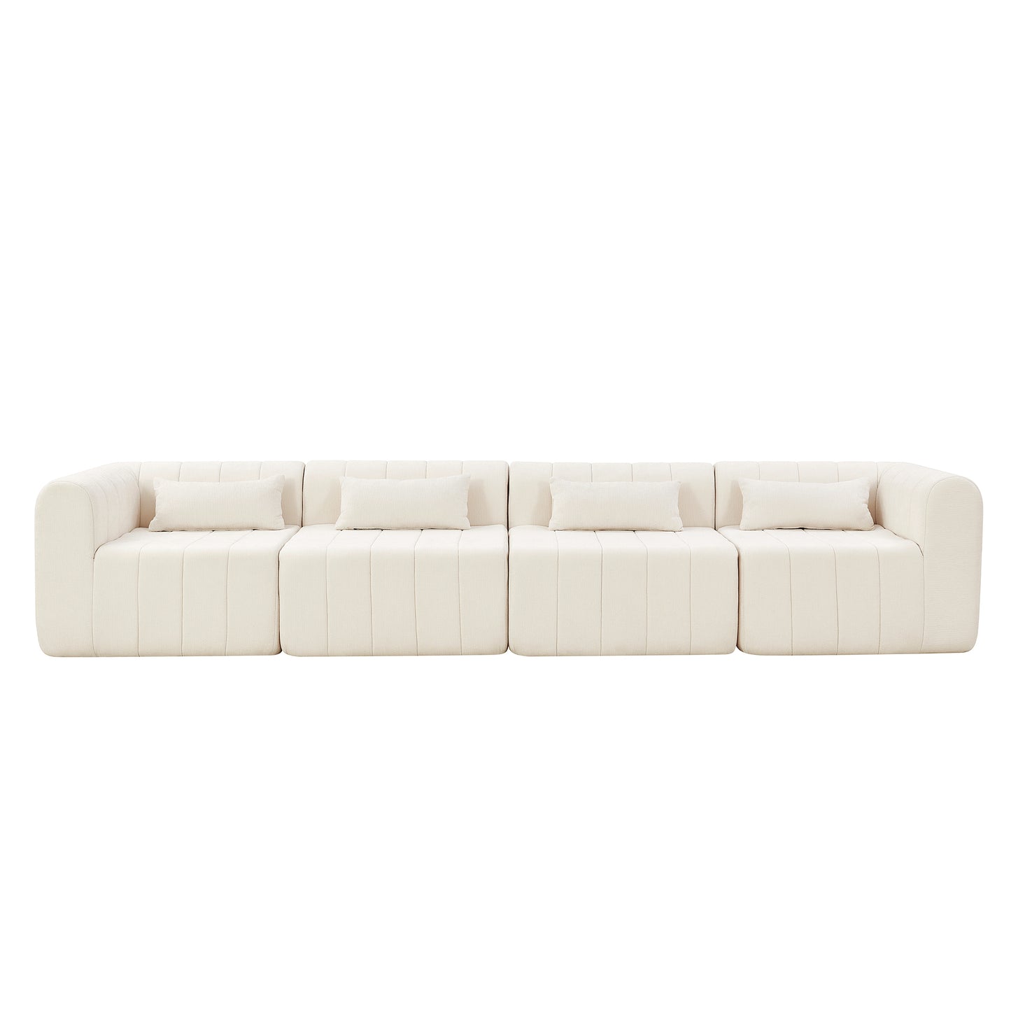 Modular Sectional Sofa - 145.5 Inch Beige Upholstered Couch