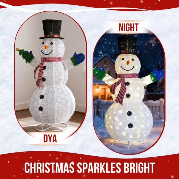 5.7FT Lighted Snowman with Tree - Christmas Outdoor Decor