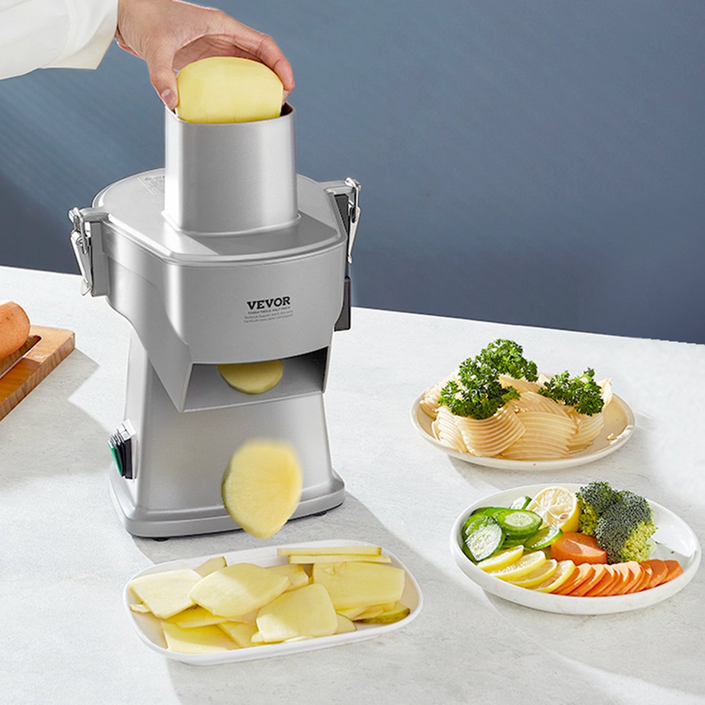 Electric Vegetable Slicer 4-in-1 Food Chopper with Adjustable Blades - 200W Kitchen Appliance