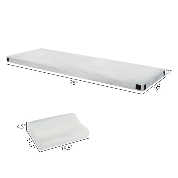 Memory Foam Camping Mattress with Storage Bag & Pillow - Grey