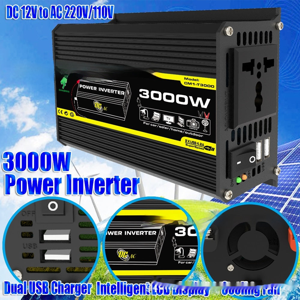 12V to 220V/110V 3000W Vehicle Solar Power Inverter Off-Grid High Frequency Conversion