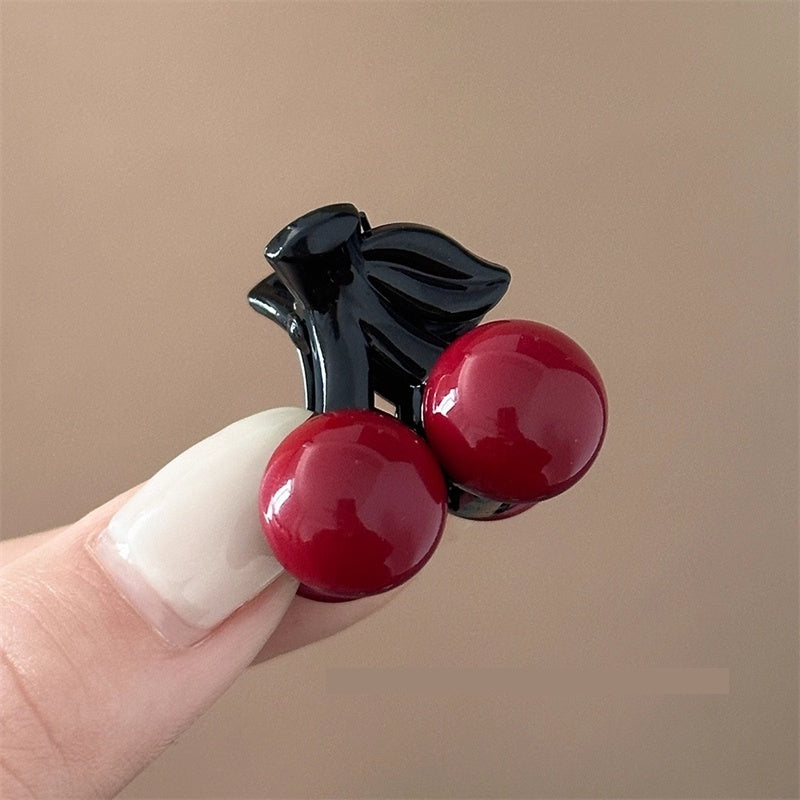 Cute Cherry Hair Clip Small Acrylic - Red