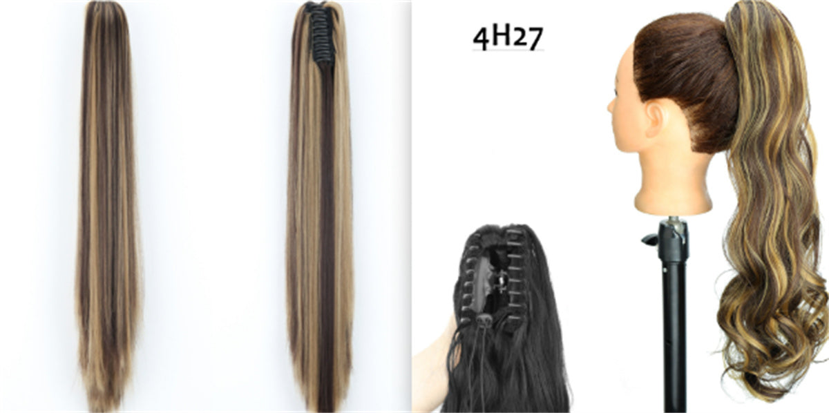 Long Straight Synthetic Wig with Ponytail Claw Clip - Chemical Fiber Hair Extension
